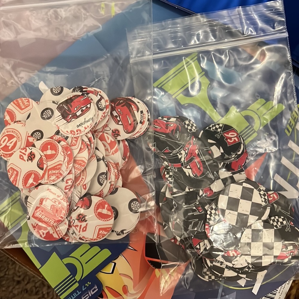 Box of Disney Cars decorations